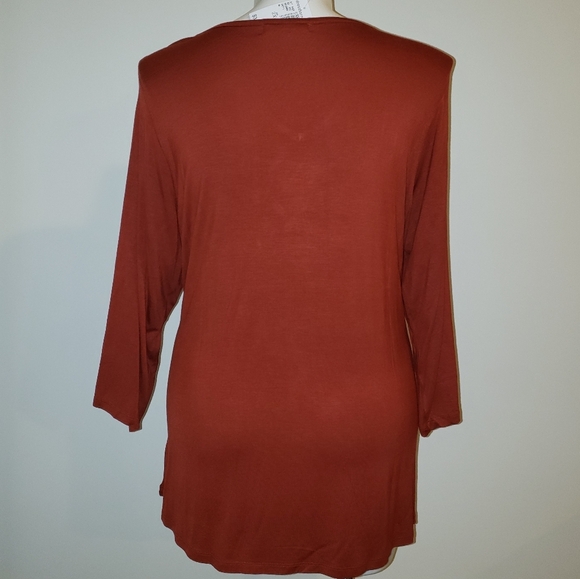 Retrology Cinched Shoulder Top Burnt Orange - Picture 2 of 7